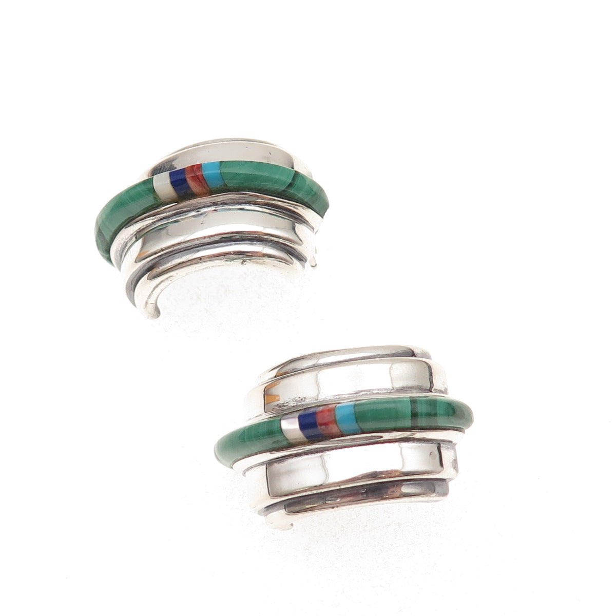 The Cut Above Old Pawn Sterling Silver Vintage 1986 Multi-Gem Tribal Earrings