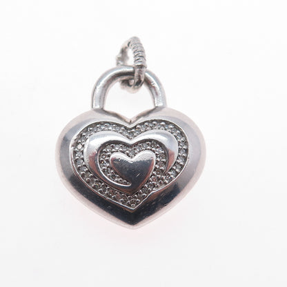 SLV Sadye L Vassil 925 Sterling Silver Real Diamond Heart Charm Pendant