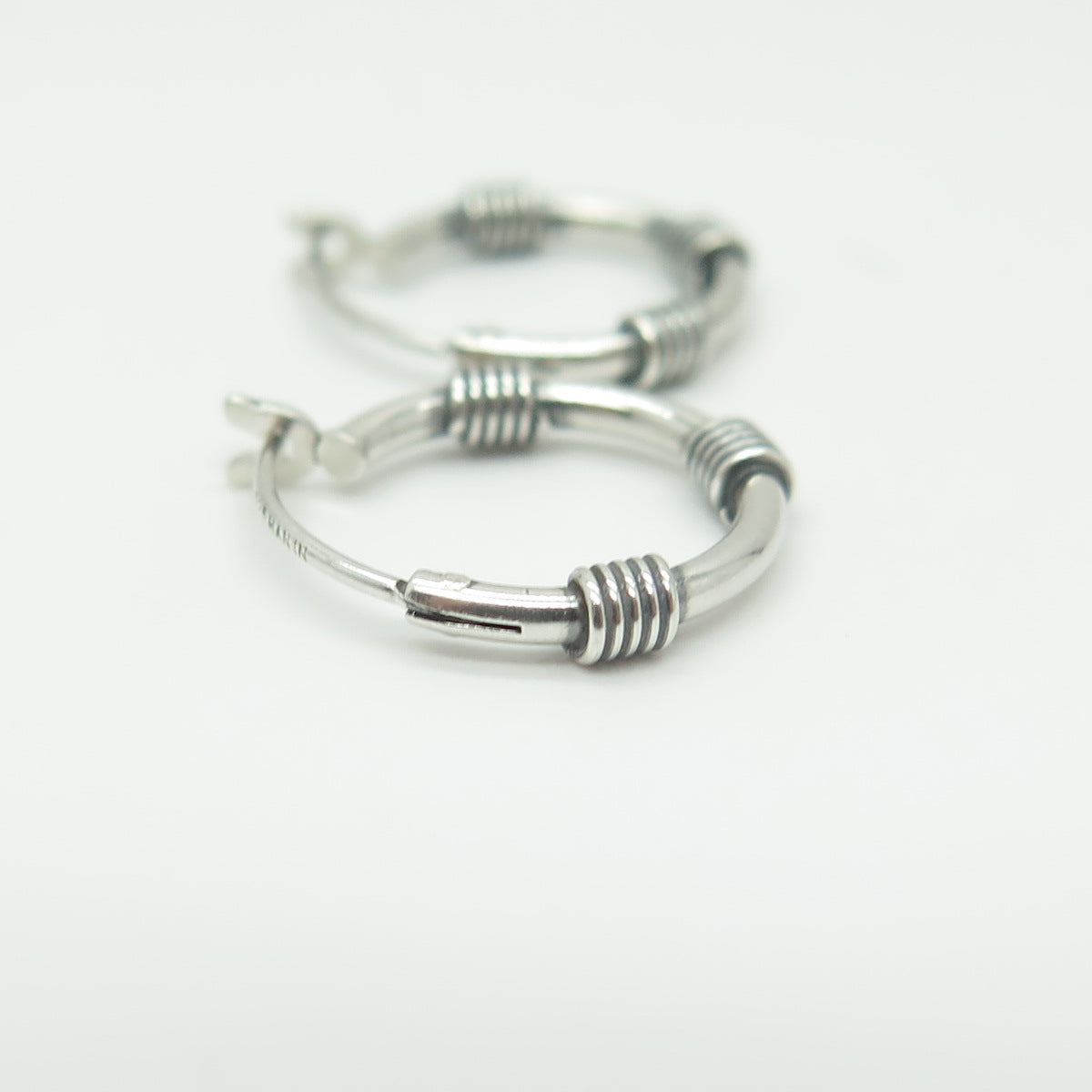 HAN 925 Sterling Silver Roped Hoop Earrings