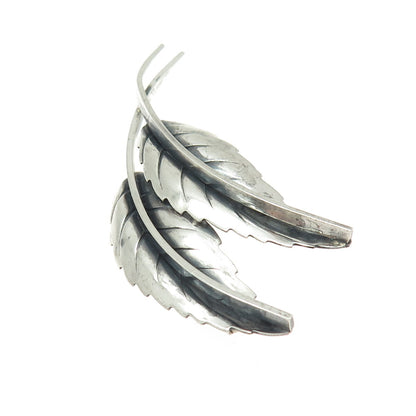 JEWELART 925 Sterling Silver Antique Art Deco Floral Leaves Oxidized Pin Brooch