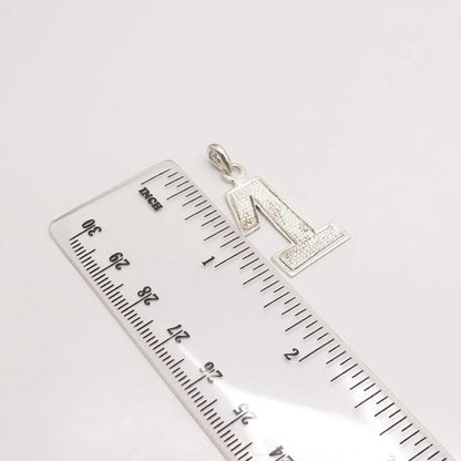 925 Sterling Silver Antique Number "1" Textured Pendant