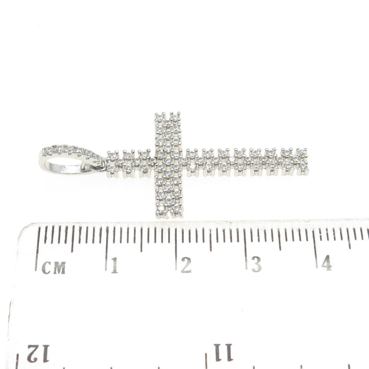 925 Sterling Silver Pave C Z Cross Pendant