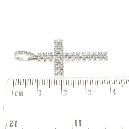 925 Sterling Silver Pave C Z Cross Pendant