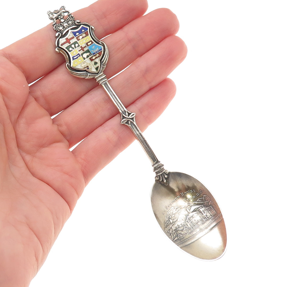 925 Sterling Silver Antique 1906 Canada Enamel Stephen House Coffee Spoon