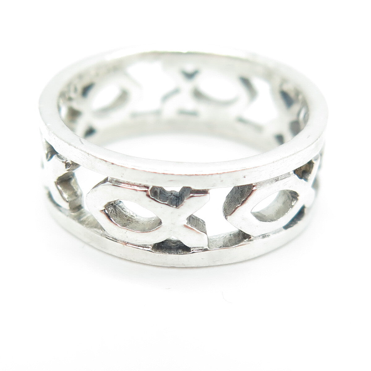 925 Sterling Silver Vintage Ichthys Fish Band Ring Size 7