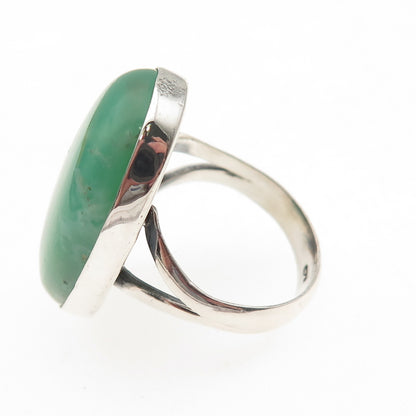 925 Sterling Silver Vintage Real Cabochon Chrysoprase Ring Size 7.5
