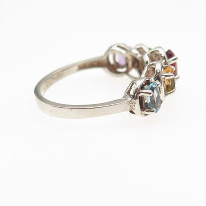 CJC Criterion Sterling Vintage Topaz Amethyst Citrine Peridot Garnet Ring Size 8