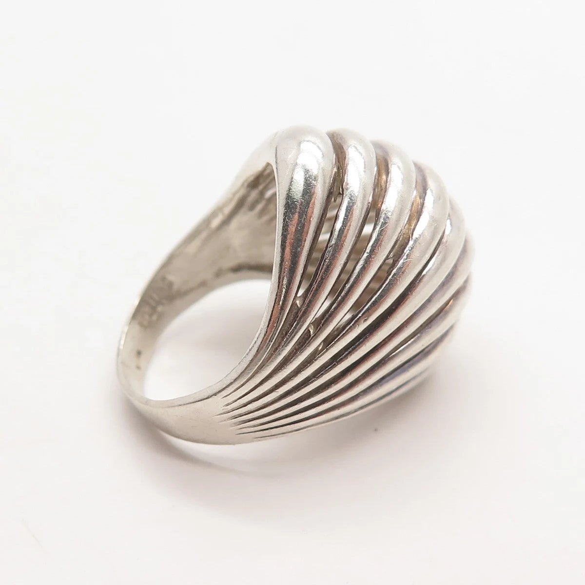 925 Sterling Silver Vintage Multi-Bar Domed Ring Size 5