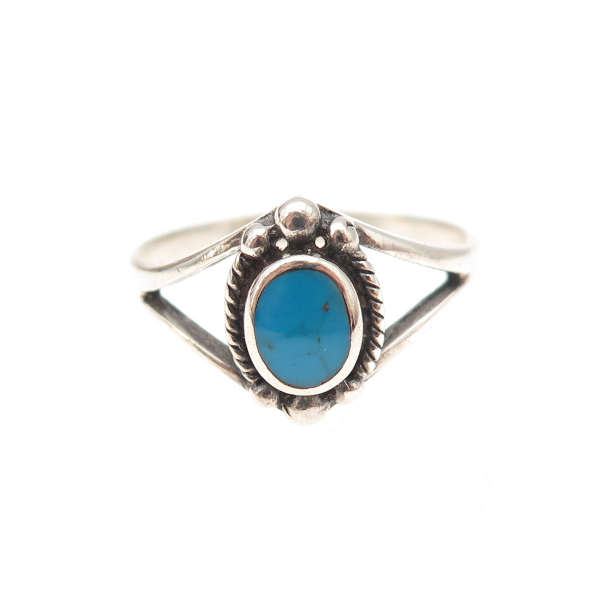 925 Sterling Silver Vintage Real Turquoise Oxidized Ring Size 8