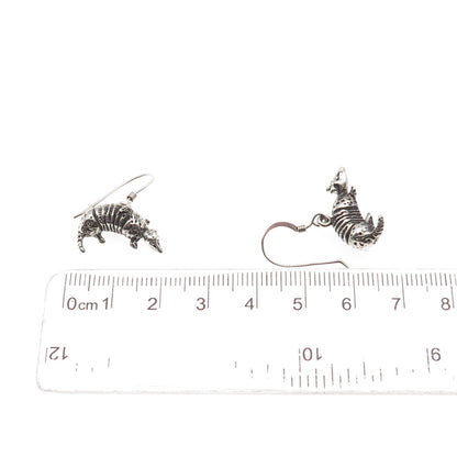 925 Sterling Silver Vintage Armadillo Oxidized Dangle Earrings
