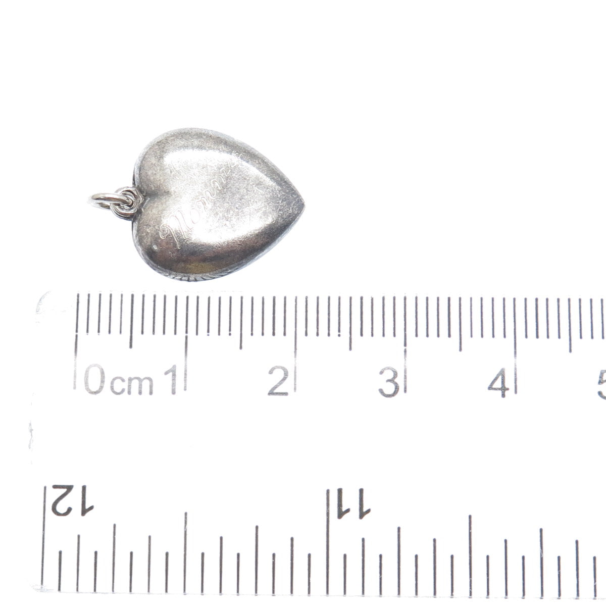 925 Sterling Silver Antique Art Deco Chatelaine Heart Minimalist Charm Pendant