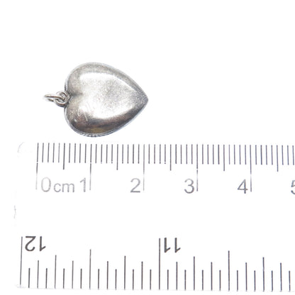 925 Sterling Silver Antique Art Deco Chatelaine Heart Minimalist Charm Pendant