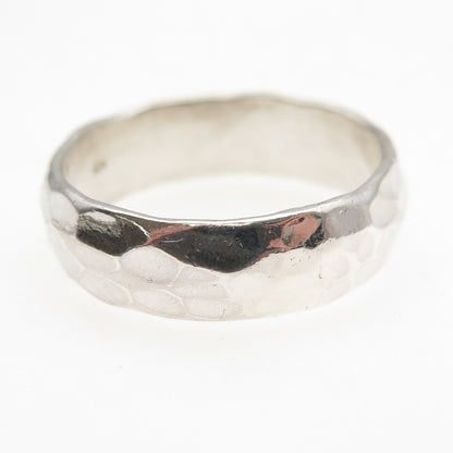 925 Sterling Silver Vintage Wedding Hammered Band Ring Size 11