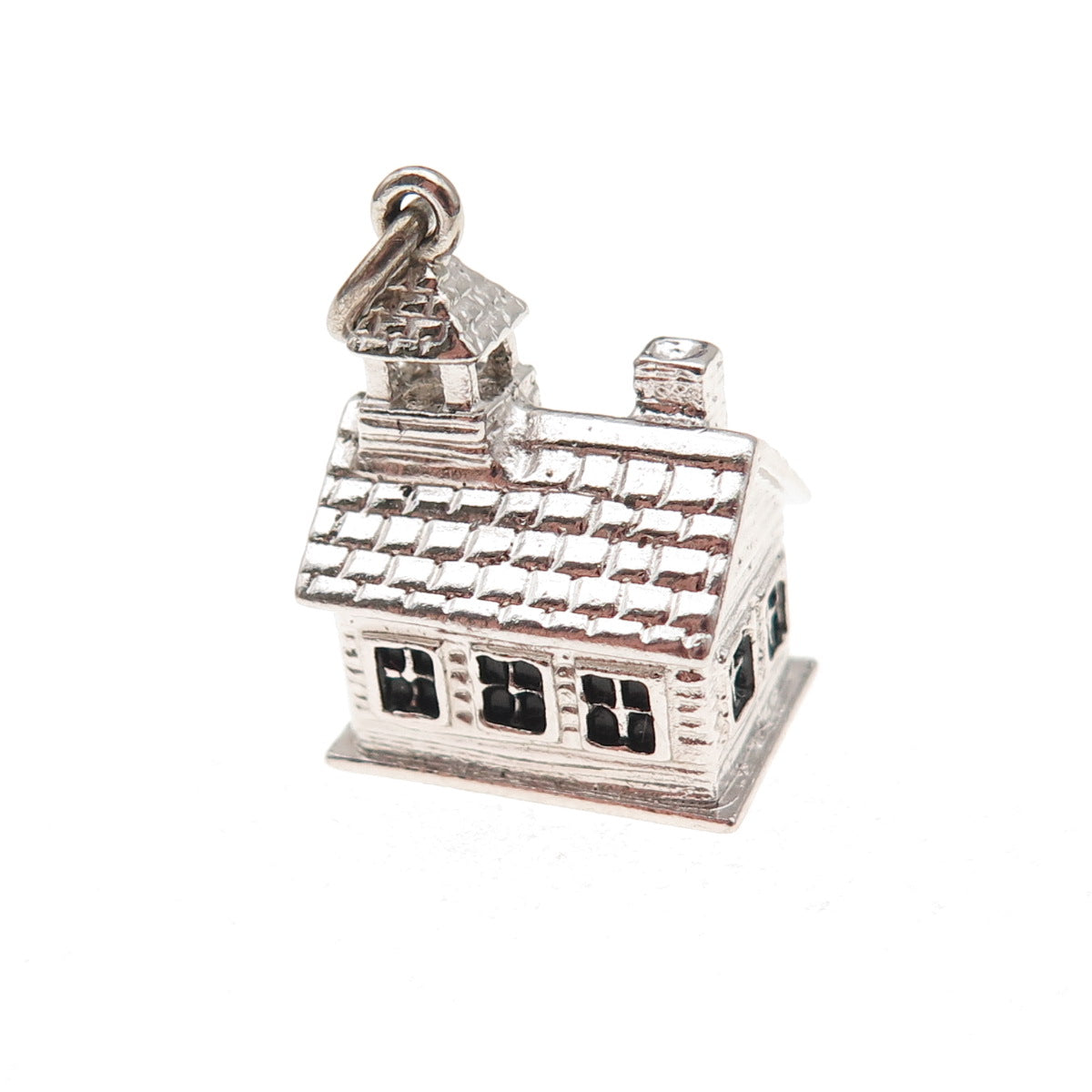 Wells 925 Sterling Silver Vintage Church 3D Charm Pendant