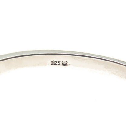 925 Sterling Silver Real Round-Cut Diamond Heart Bangle Bracelet 7.25"