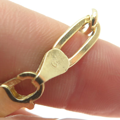925 Sterling Silver Gold Plated Paperclip Link Bracelet 6.75"