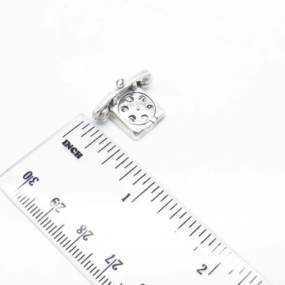 925 Sterling Silver Vintage Retro Phone Charm Pendant