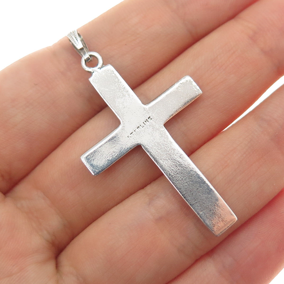 925 Sterling Silver Antique Art Deco Real Marcasite Cross Charm Pendant