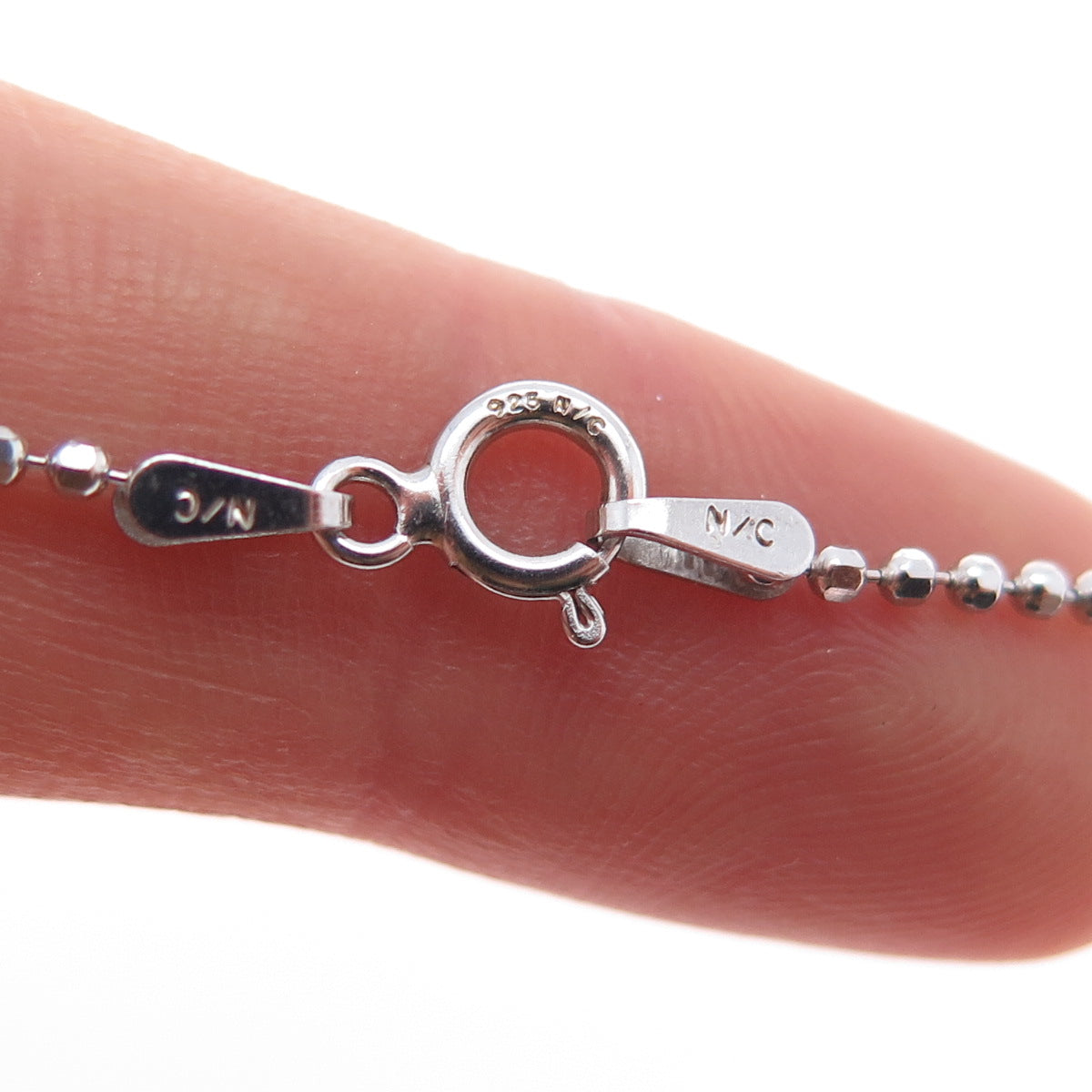 925 Sterling Silver Heart-Cut C Z Ball Beaded Chain Necklace 18"