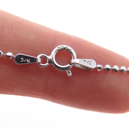 925 Sterling Silver Heart-Cut C Z Ball Beaded Chain Necklace 18"