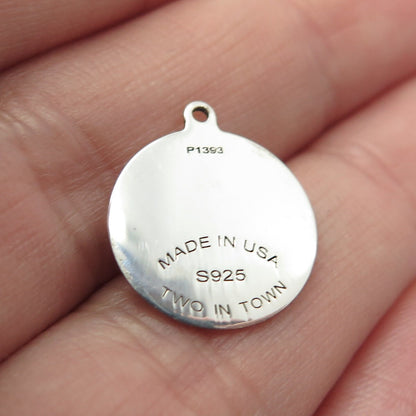 925 Sterling Silver USA Two In Town Spider Charm Pendant