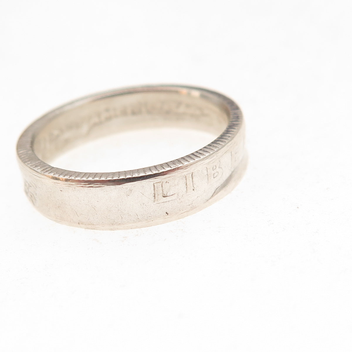 900 Silver Antique 1942 US Washington Quarter Dollar Coin Band Ring Size 7.25