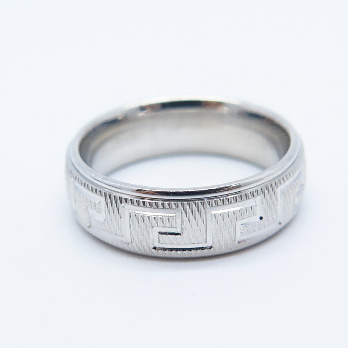 925 Sterling Silver Greek Maze Band Ring Size 5.75