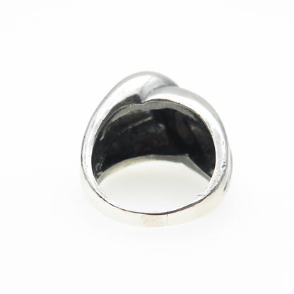 925 Sterling Silver Vintage Modernist Crisscross Oxidized Ring Size 8.25