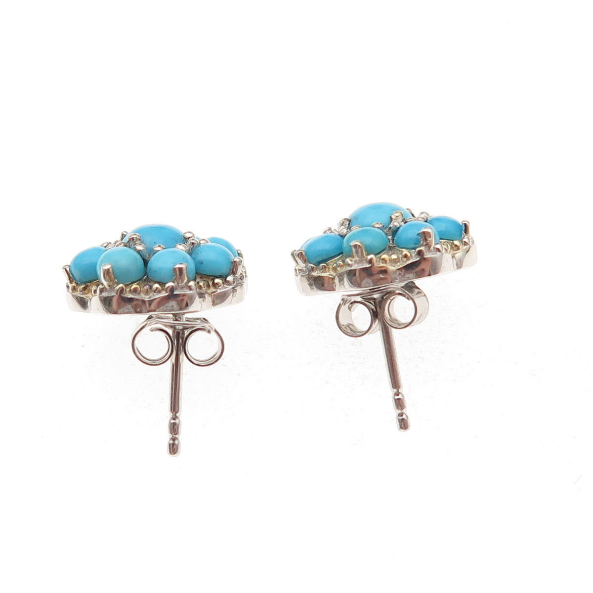 Chuck Clemency 925 Sterling Silver Real Sleeping Beauty Turquoise Stud Earrings