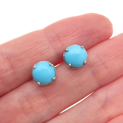 Chuck Clemency 925 Sterling Silver Real Sleeping Beauty Turquoise Stud Earrings