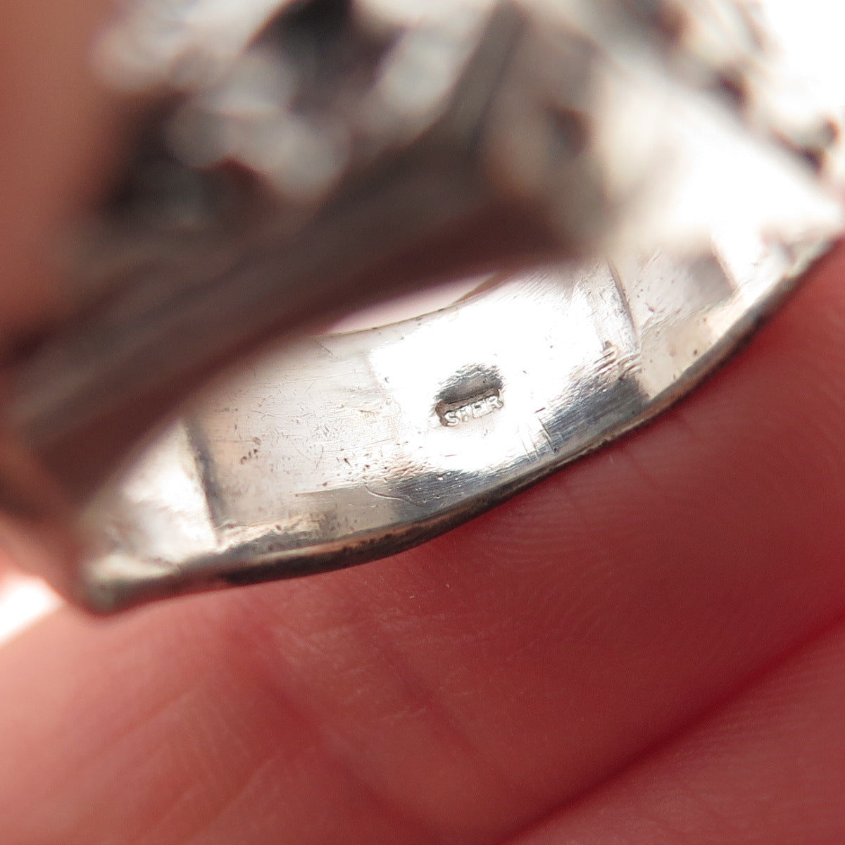 925 Sterling Silver Antique Art Nouveau Lady Oxidized Ring Size 8.75