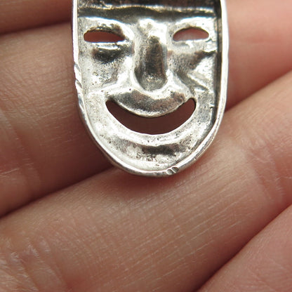 925 Sterling Silver Vintage Comedy Mask Charm Pendant
