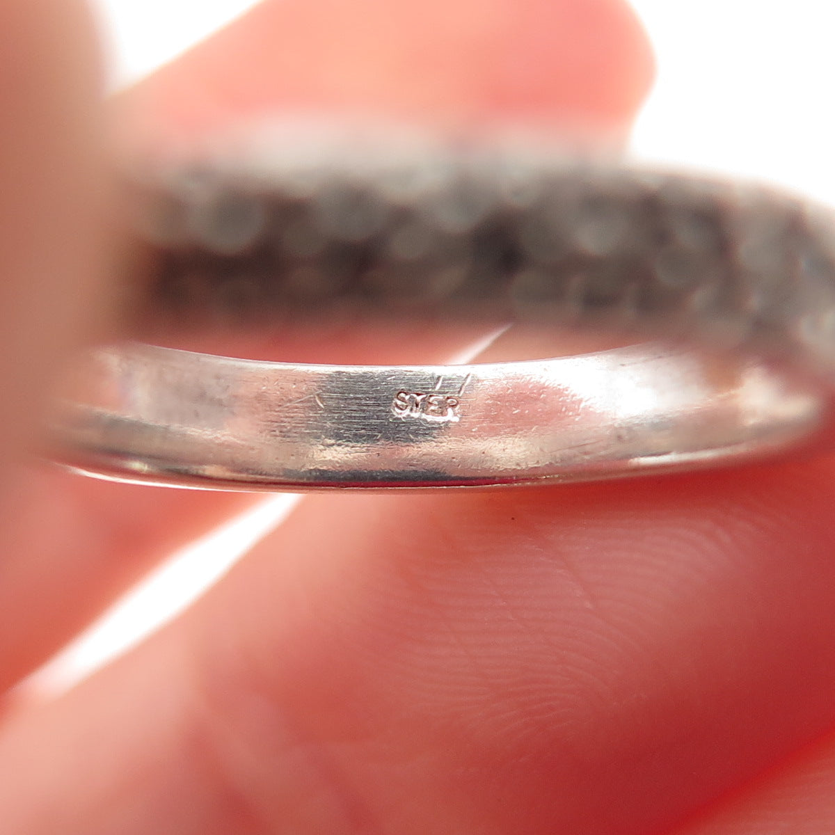 925 Sterling Silver Vintage Granulated Oxidized Band Ring Size 7