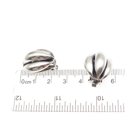 Danecraft 925 Sterling Silver Vintage Modernist Oxidized Clip On Earrings