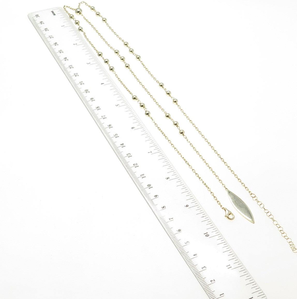 925 Sterling Silver Gold Plated Ball By The Yard Lariat Chain Necklace 20-22"