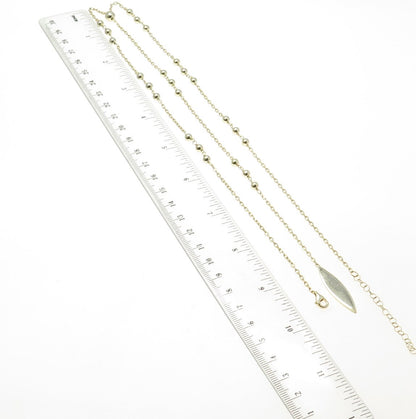 925 Sterling Silver Gold Plated Ball By The Yard Lariat Chain Necklace 20-22"