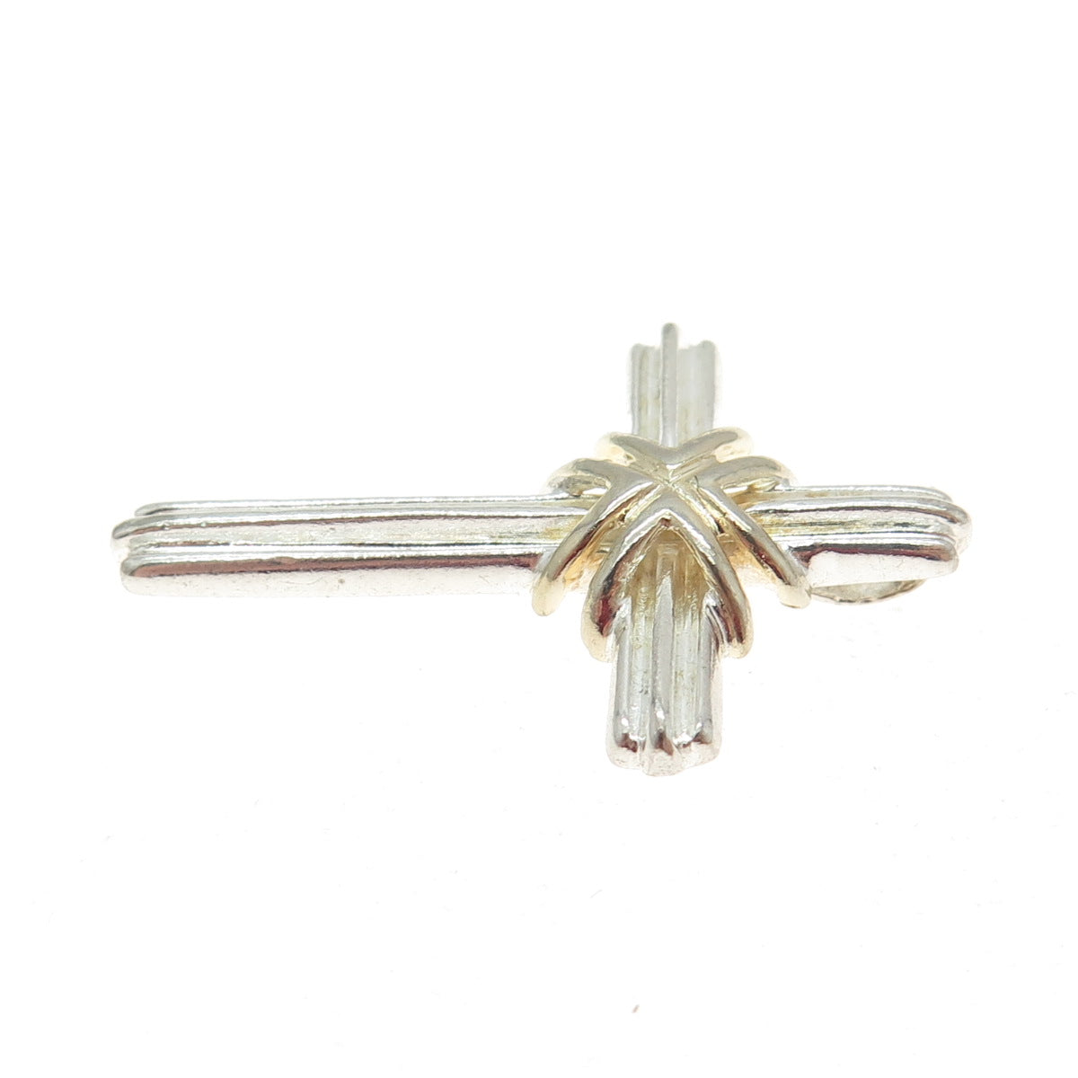 925 Sterling Silver 2-Tone Vintage Cross Pendant