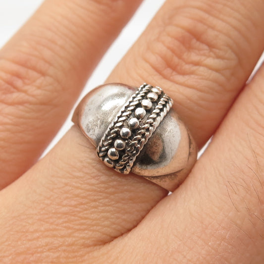 925 Sterling Silver Vintage Beaded Ring Size 5.75