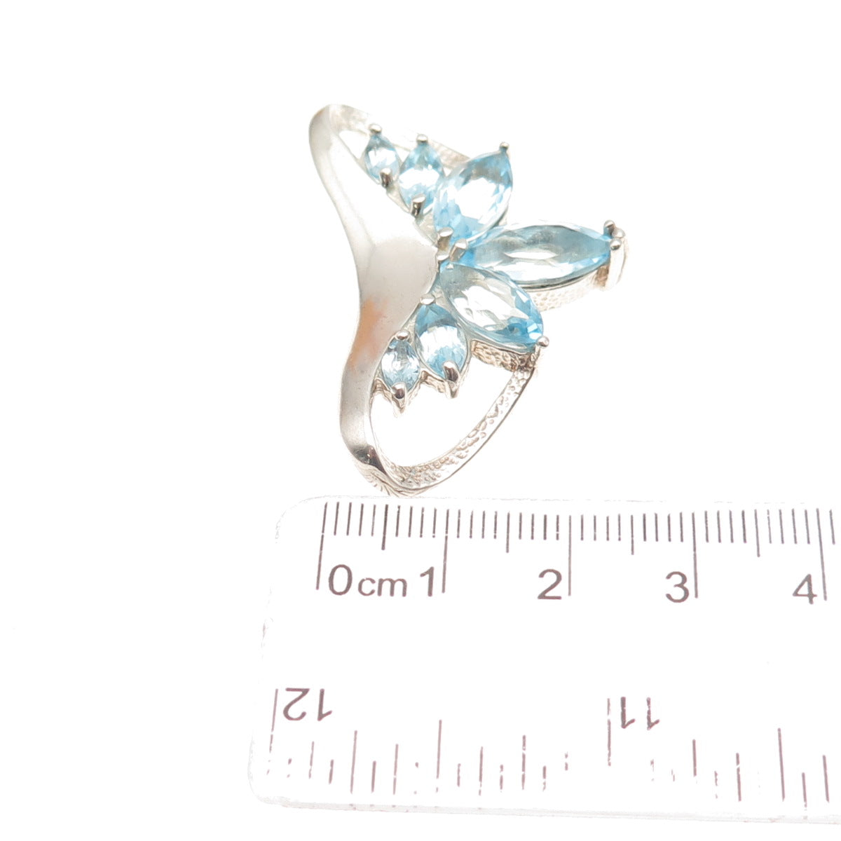 CHATEAU D'ARGENT Sterling Silver Vintage Real Blue Topaz Modernist Slide Pendant