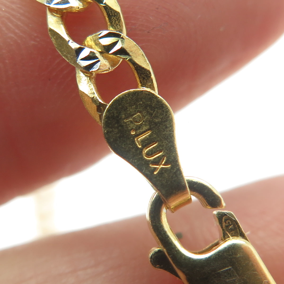 P. LUX 925 Sterling Silver 2-Tone Italy Curb Chain Necklace 20"