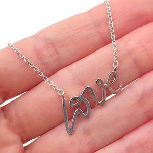 925 Sterling Silver Vintage Love Cable Chain Necklace 16"