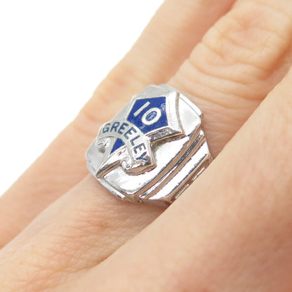 REED & CO. 925 Sterling Silver Vintage 1965 Enamel Greeley School 10 Ring Size 5