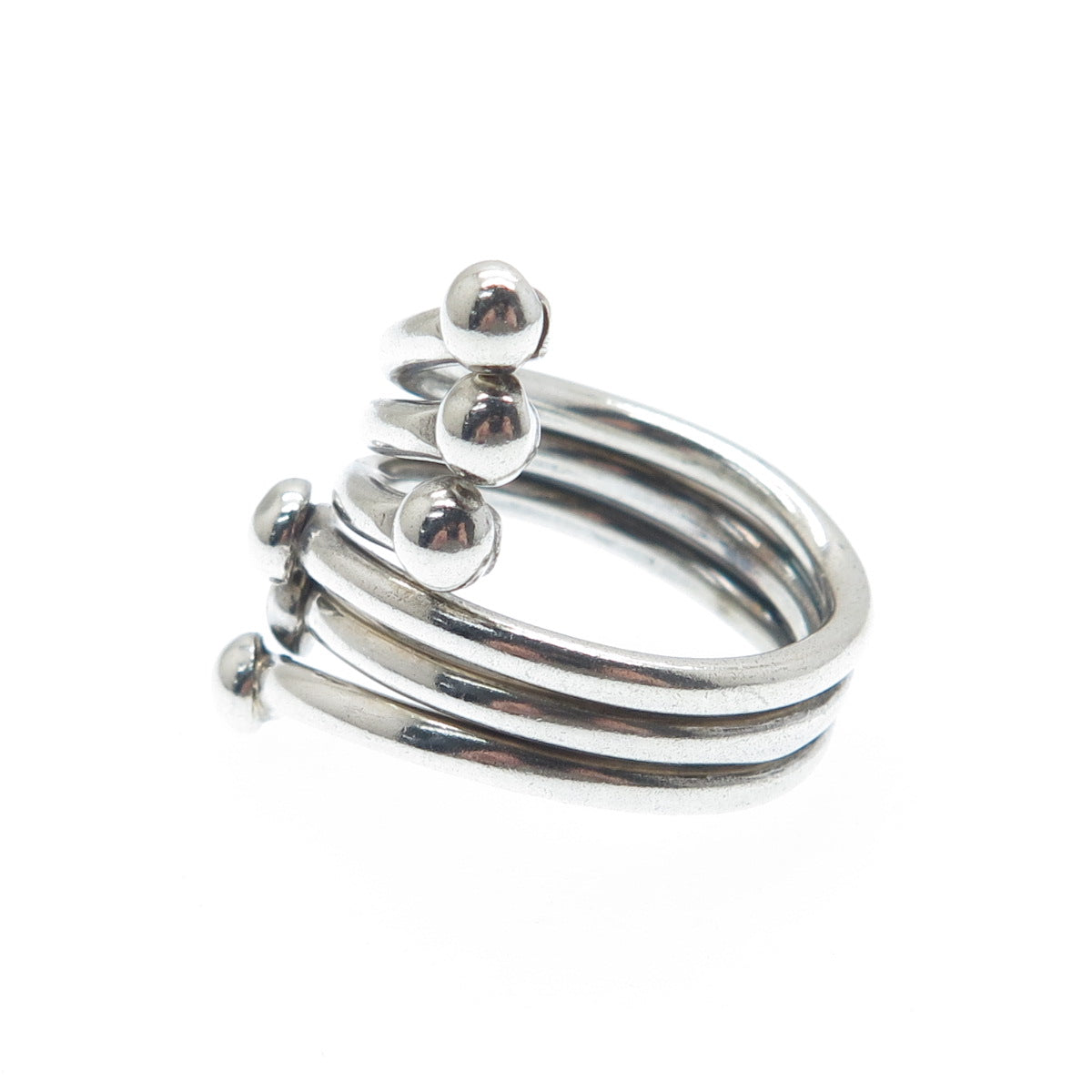 925 Sterling Silver Vintage Modernist Bypass Adjustable Ring Size 6.25