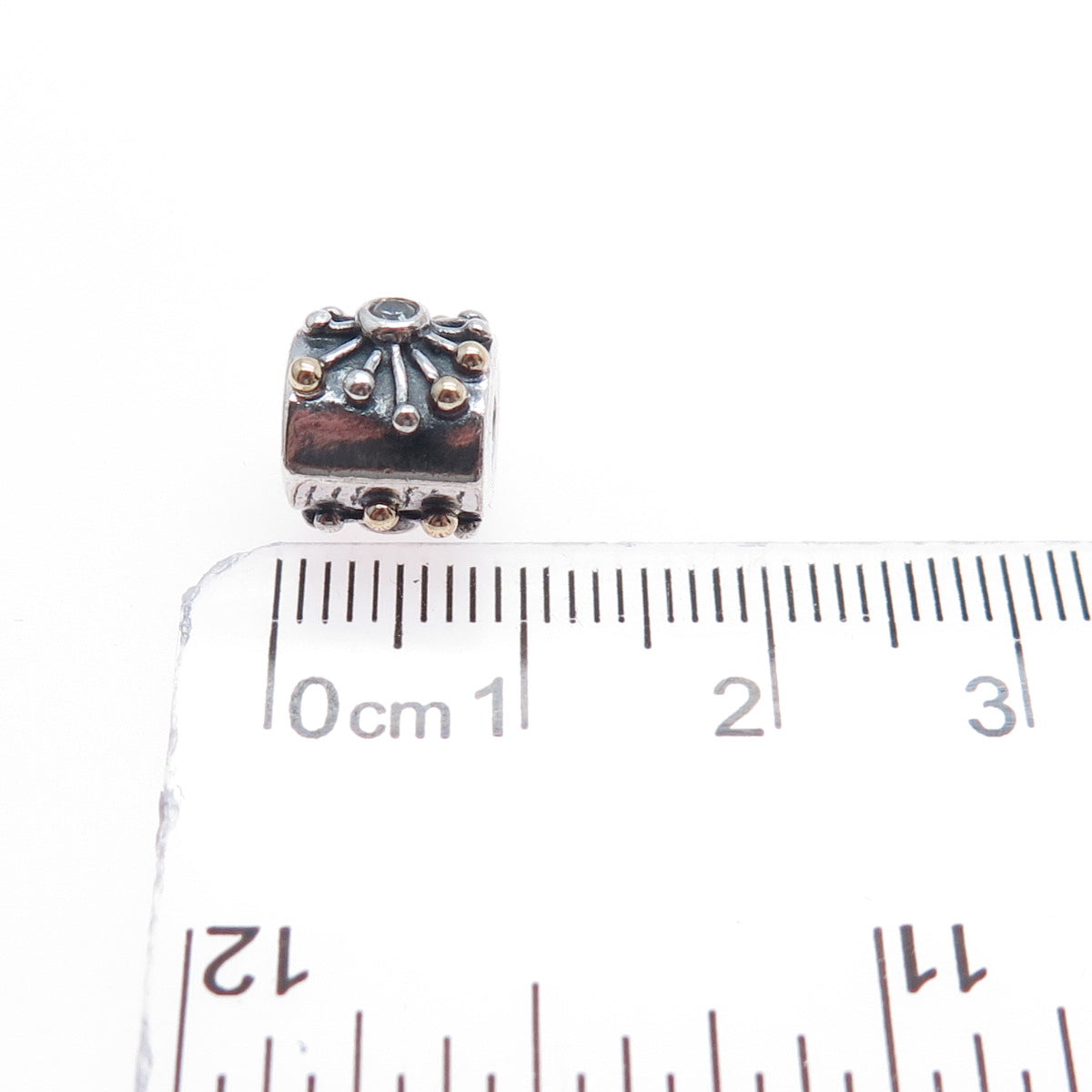 PANDORA 925 Sterling Silver & Gold C Z Desert Star Slide Bead Charm