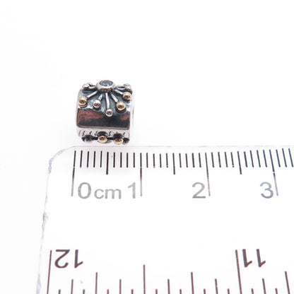 PANDORA 925 Sterling Silver & Gold C Z Desert Star Slide Bead Charm