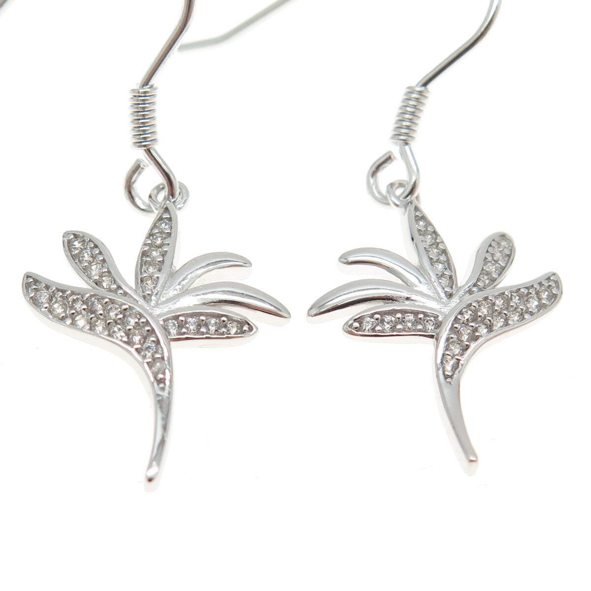 925 Sterling Silver Round-Cut C Z Hawaiian Bird of Paradise Dangling Earrings