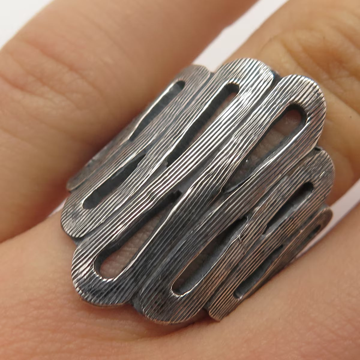 925 Sterling Silver Vintage Spiral Adjustable Ring Size 7.5