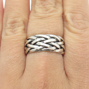 925 Sterling Silver Vintage Woven Band Ring Size 7.75