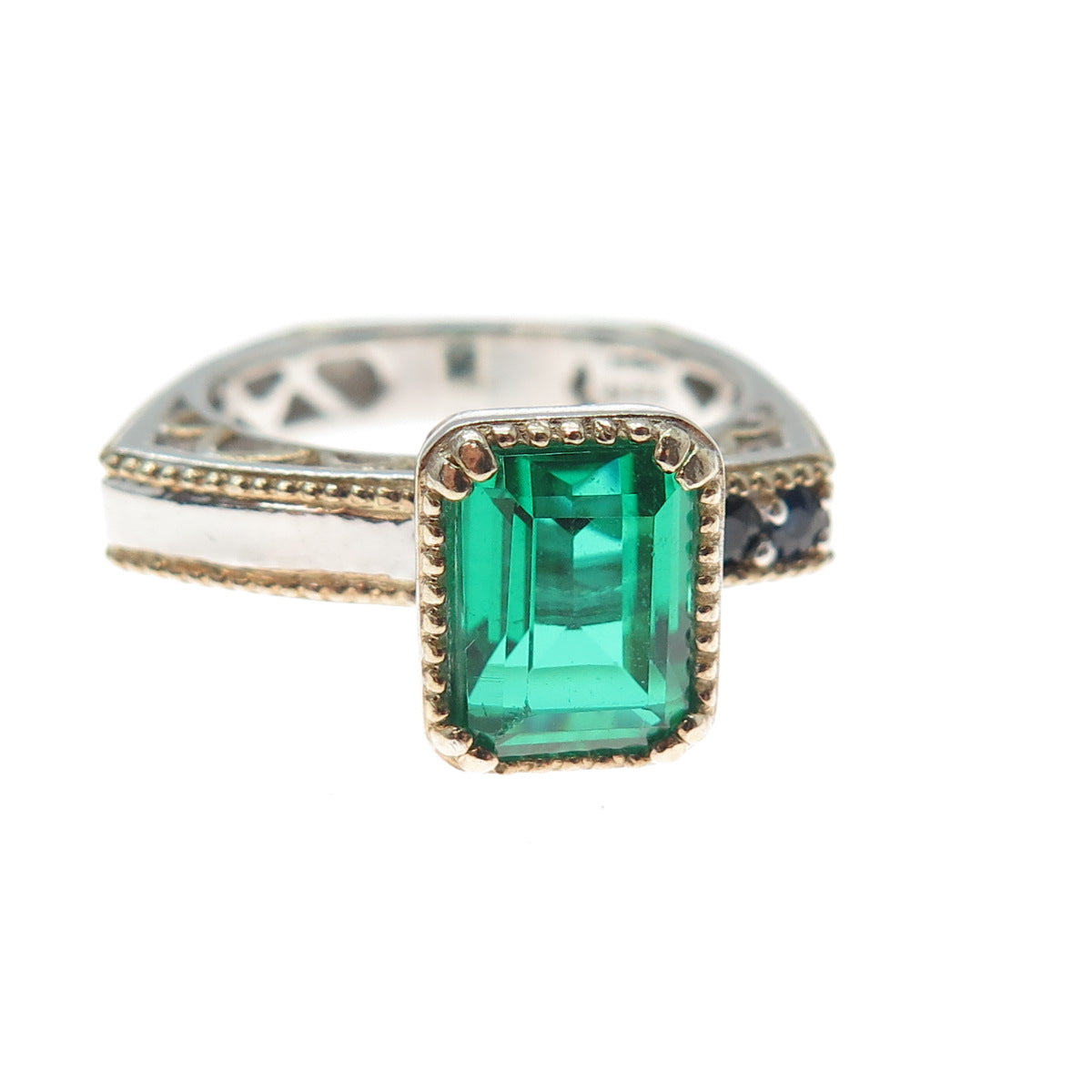 MICHAEL VALITUTTI Gems En Vogue Sterling Chrome Diopside Sapphire Ring Size 6.25