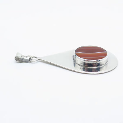 925 Sterling Silver Vintage Israel Real Agate Gemstone Pendant